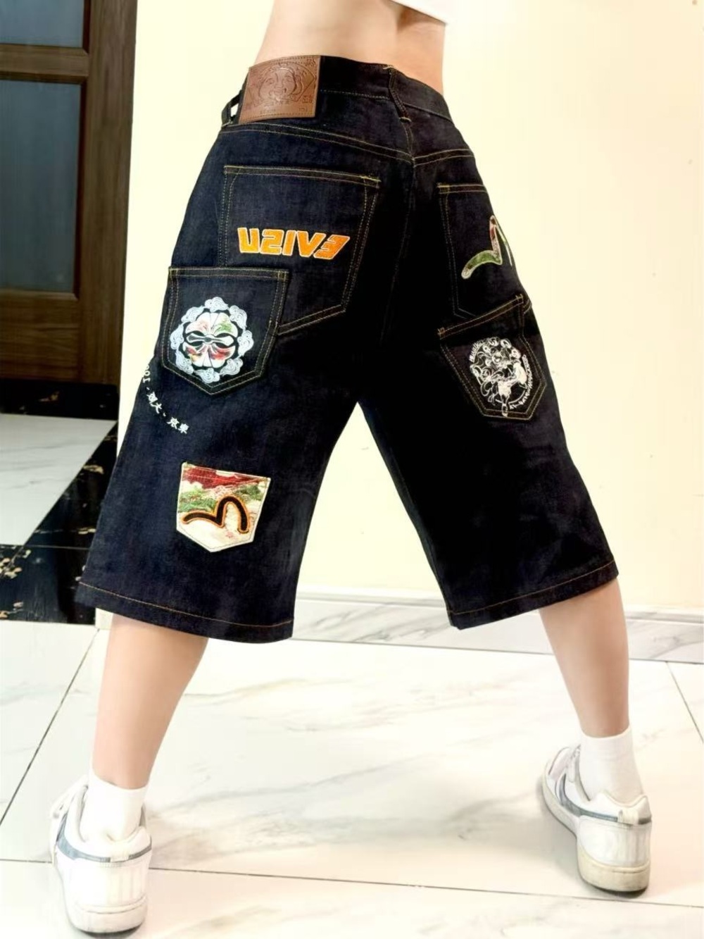 Evisu Dark Indigo Denim Jeans with Orange Logo